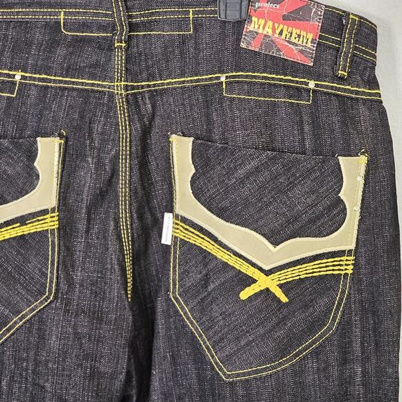 Y2K Vintage Project Mayhem Baggy Embroidered One Pride Jeans 38 X 32 Dark Wash - Picture 3 of 16